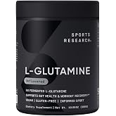 Sports Research&reg; L-Glutamine Powder 5g, Unflavored (10.58oz) | Fermented L-Glutamine | Workout Recovery &amp; Gut Health Support | Informed Sport, Vegan, Gluten-Free - 60 Servings