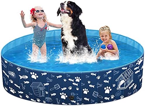 Unido Foldable Dog Pet Pool for Kids Cats, Kiddie Pool Toys for Toddlers Boys Girls Gifts, Bath Swimming Pool for Large Dogs Cats in Backyard Garden