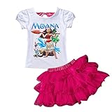 FSBBUT Little Girls' Moana Cartoon Shirt and Skirt Set