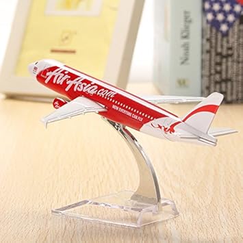 Generic WH A320 Diecast Air Asia Airplane Model (16cm,Red)