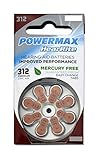 Powermax Size 312 Hearing Aid Batteries, Brown Tab, Zinc Air Mercury-Free, HearRite, 16 Count