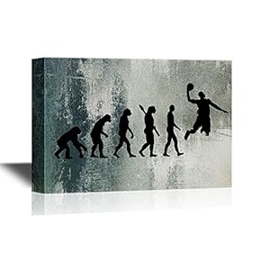Human Evolution Canvas Wall Art - Human Evolution to a Basketball Player - Gallery Wrap Modern Home Art | Ready to Hang - 12x18 inches