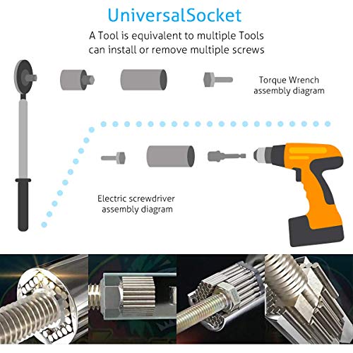 Right Angle Drill + Universal Socket, 105 Degree Right Angle Driver Extension Power Screwdriver