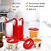 Fun Life 25-Piece Food Storage Container Set with Rotating Rack, Durable Plastic Canister Jar with Red Lids, Perfect for Flour, Sugar, Cereals, BPA Free, Leakproof, Microwave/Freezer (1)