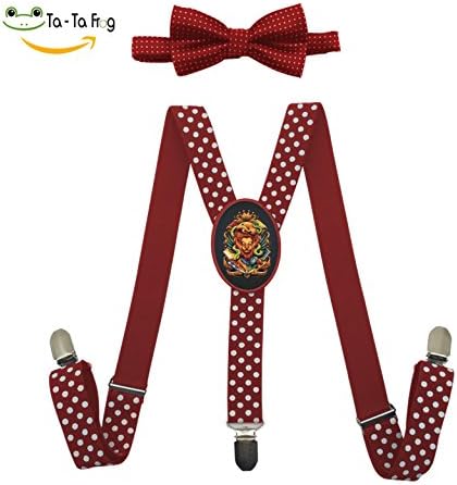 Hogwarts Houses Lion Unisex Suspenders And Pre-Tied Bowtie Set For children Casual And Formal Red