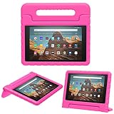 MoKo Case for Fire HD 10 Tablet (5th/7th/9th Generation, 2015/2017/2019 Release), Kids Shock Proof Convertible Handle Light Weight Super Protective Stand Cover Case for Fire HD 10.1 Inch, Magenta