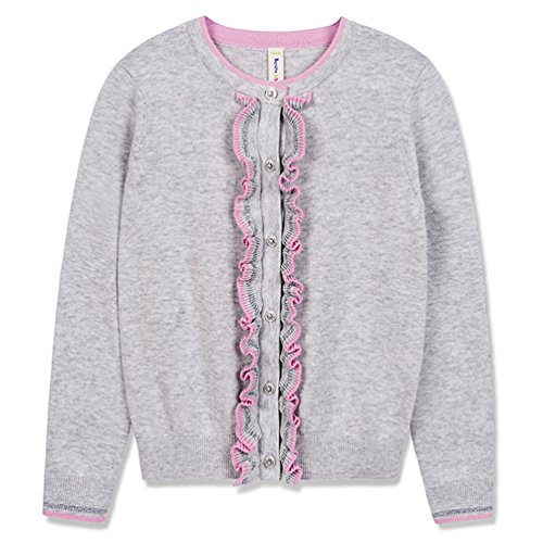Benito & Benita Girls' Sweater Crew Neck Cardigan Soft Cotton Long Sleeve Sweaters for 3-12Y