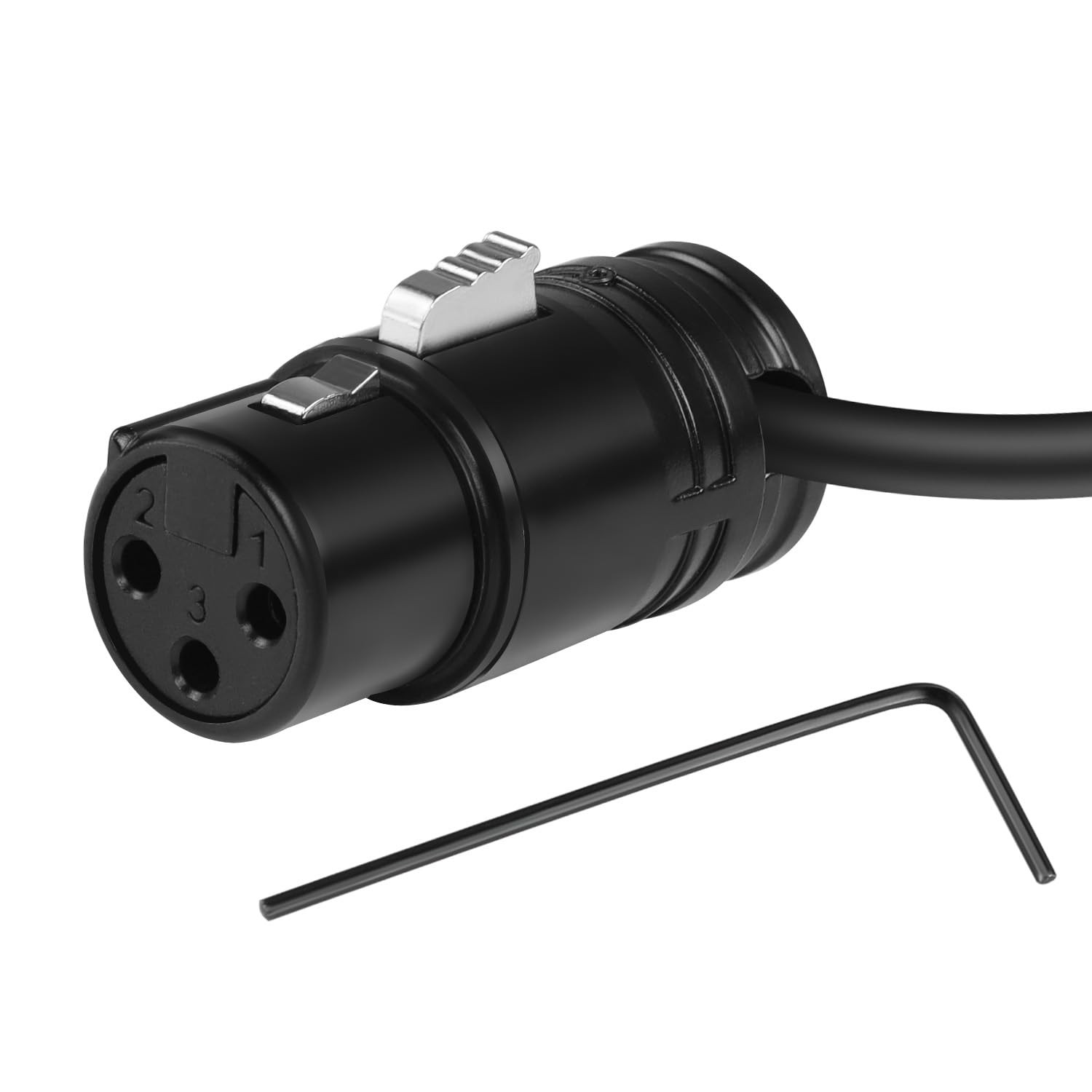 QIANRENON Compact XLR Microphone Connector Solder Socket 3Pin Female Audio Adapter Adjustable 90° Right Angle Plug for DIY Thin Cable Connection, Includes 0.9mm Spanner