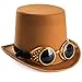 Tigerdoe Steampunk Hats - Steampunk Hat with Goggles - Burning Man Victorian Brown