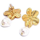 Youzealou 18K Gold Plated Stainless Steel Earrings - 7 Unique Designs - Hypoallergenic & Water-Resistant - Statement Jewelry for Women