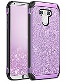 LG G6 Case,LG G6 2017 Case,BENTOBEN Shockproof 2 in 1 Glitter Bling Slim Fit Hybrid Hard Cover Laminated with Sparkly Shiny Faux Leather Chrome Protective Phone Case for LG G6 for Girls & Women Purple