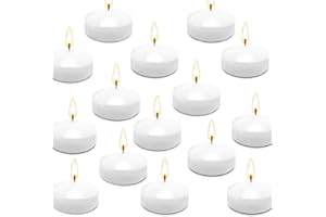 JHENG 50 Pack Floating Candles, 2'' White Unscented Dripless Wax Burning Candles, for Cylinder Vases, Weddings, Party and Hol