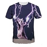 ColorFino Unisex Funny 3D Printing Lightning Cat T-shirt Hipster Clothing
