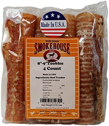 Smokehouse Treat USA Made Toobles Pillow Bag Natural Chondroitin 8-9 inches 4 Pack
