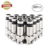 RG59 Compression BNC Connector,Coax Male Crimper Adapter Plug,75 Ohm Nickel Plated Coupler Extension Coaxial Siamese Cable with Copper Pin Fixed in Inside for CCTV Security Camera Antena System 20Pcs