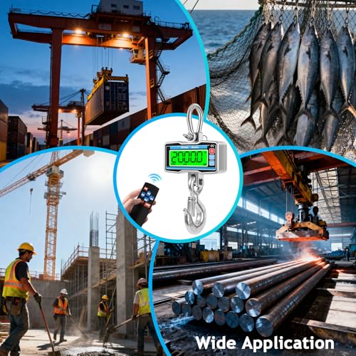 2000kg 4400lbs Hanging Scale with Remote Control,Digital Crane Scale with Precise Sensor and LCD Display,2T Industrial Hook Scale Electronic Scale for Agricultural Markets(SL)