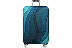MosaiRudo Thicker Luggage Cover Elastic Suitcase Cover Protector Fits 18-32 Inch Suitcase Travel Accessories (Green Ripple, XL)