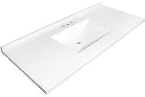 49-Inch Camilla II Modern Vanity Top with Single Sink and Backsplash, Improved Packaging, Solid White – Design House, 630244