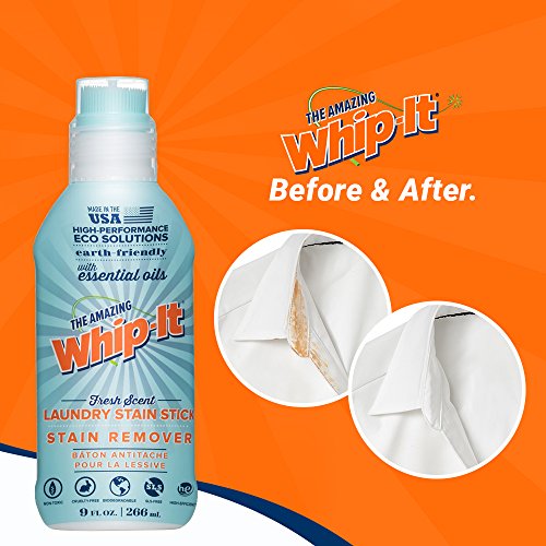 Whip-It 9oz Laundry Stain Stick Stain Remover - Super Concentrated - Fresh Scent - All Natural - Removes Tough Stains & Odor - Thumbnail 4
