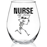 WUUCKOO Nurses Off Duty Stemless Wine Glass, Funny Appreciation Glass Gifts for Healthcare Workers, RN, Student Nurses, Easter Birthday Graduation, Nurses Day Week