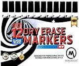 ✮Excellent 12 Black Dry Erase Markers for Whiteboard ✮ Great Set for Kids, Adults in the Office and Classroom ✮ Amazing Big Pack Fine, Thin Point. Easily Washable from Board, Ultra, Long Lasting Color