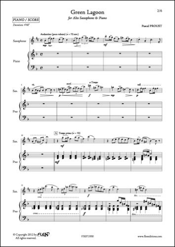 PARTITION CLASSIQUE - Green Lagoon - P. PROUST - Saxophone Alto et Piano