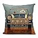 18''X 18'' Driving Dogs Cotton Linen Decorative Throw Pillow Cover Cushion Case (Gray)