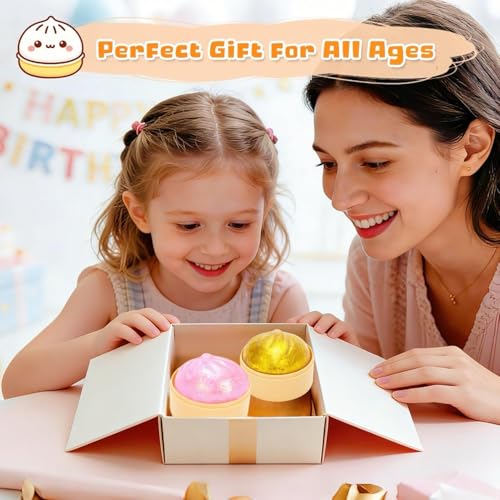 ORCHID M® Glitter Dumpling Squishy Mystery Box 2 Pack,Cute Simulation Baozi Squeeze Toy SoftNon-Sticky Decompression Fun Plaything ForTeens (2pcs)