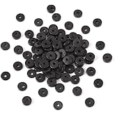 FASHEWELRY 100Pcs Flat Round Coconut Beads 9mm Dyed Donut Disc Wood Spacer Beads for DIY Bracelet Necklace Jewelry Making (Black)