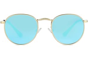 JOVAKIT Kids Small Round Polarized Sunglasses for Baby Girls Boys Age 0-16, Three Sizes, Metal Frame 100% UV Protection