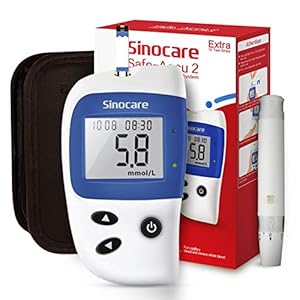 sinocare Diabetes Test Kit, Blood Glucose Monitor, Safe Accu2 Blood Sugar Testing Kit with Codefree Strips x 10 in mmol/L