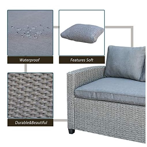 Lz Leisure Zone Patio Dining Table Set Outdoor Furniture Pe Rattan Wicker Conversation Set All Weather Sectional Sofa Beachfront Decor