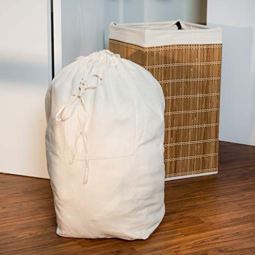 HoneyCanDo Bamboo Wicker Laundry Hamper with Removable Canvas Bag HMP01620 Natural, 25Inches