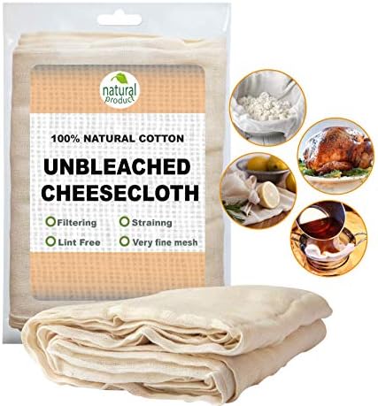 Ultra Fine Cotton Cheesecloth 9 Sq Feet Unbleached Filter Strainer Baking Cooking & ALL PURPOSE Hallowmas Decorations Cheese/Kombucha Reusable Cotton Natural Washable Nut Milk Bag