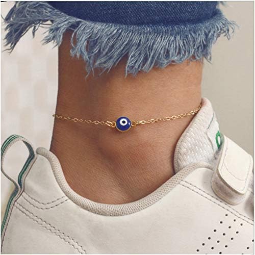 Evil Eye Good Luck Bracelet Black Adjustable Size Nylon Cord Blue Eye Anklet