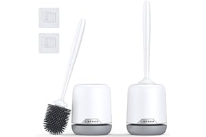 Lefree 2 Pack Silicone Toilet Bowl Brush and Holder Set with Ventilated Holder, Floor Standing & Wall Mounted Toilet Scrubber