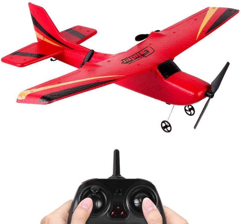 RC RTF Airplane with Safe Technology, 2.4GHz Remote Control Helicopter EPP Foam Plane Glider, Easy to Fly Micro RC Aircraft Gift Toys for All Adults & Kids (Red)