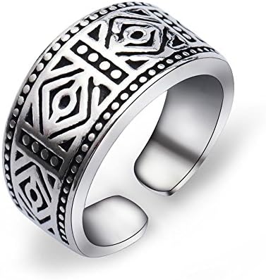Silver plated adjustable ring with laser fancy drawing fit all sizes
