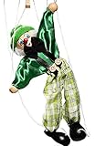 New Listed Children Educational Toy Cute Clown Doll High Quality Wooden Marionette Toys-Green