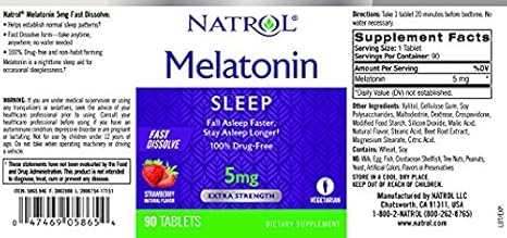 Amazon.com: Natrol Melatonin Fast Dissolve Tablets, Strawberry Flavor, 5mg, 90 Count (Pack of 3): Health & Personal Care