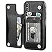 iPhone Xs iPhone X Wallet Case with Card Holder,OT ONETOP Premium PU Leather Kickstand Card Slots Case,Double Magnetic Clasp and Durable Shockproof Cover(Black)