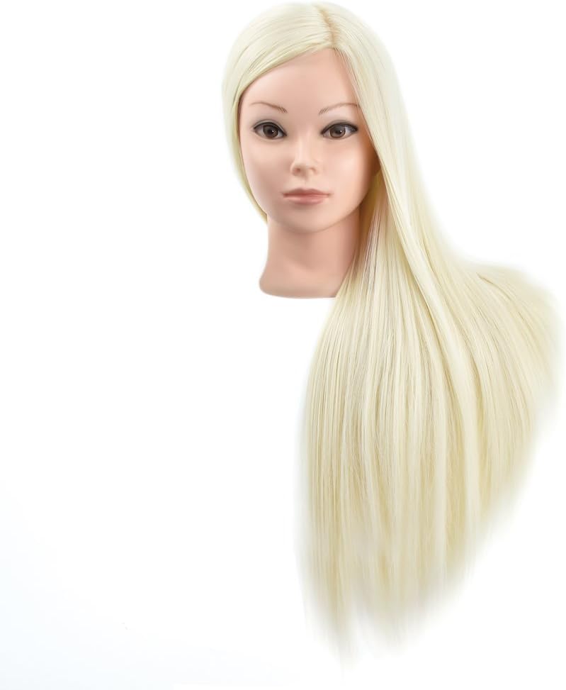 28" Training Head 100% Synthetic Hair Mannequin Head Cosmetology Doll Head With Free Table Clamp