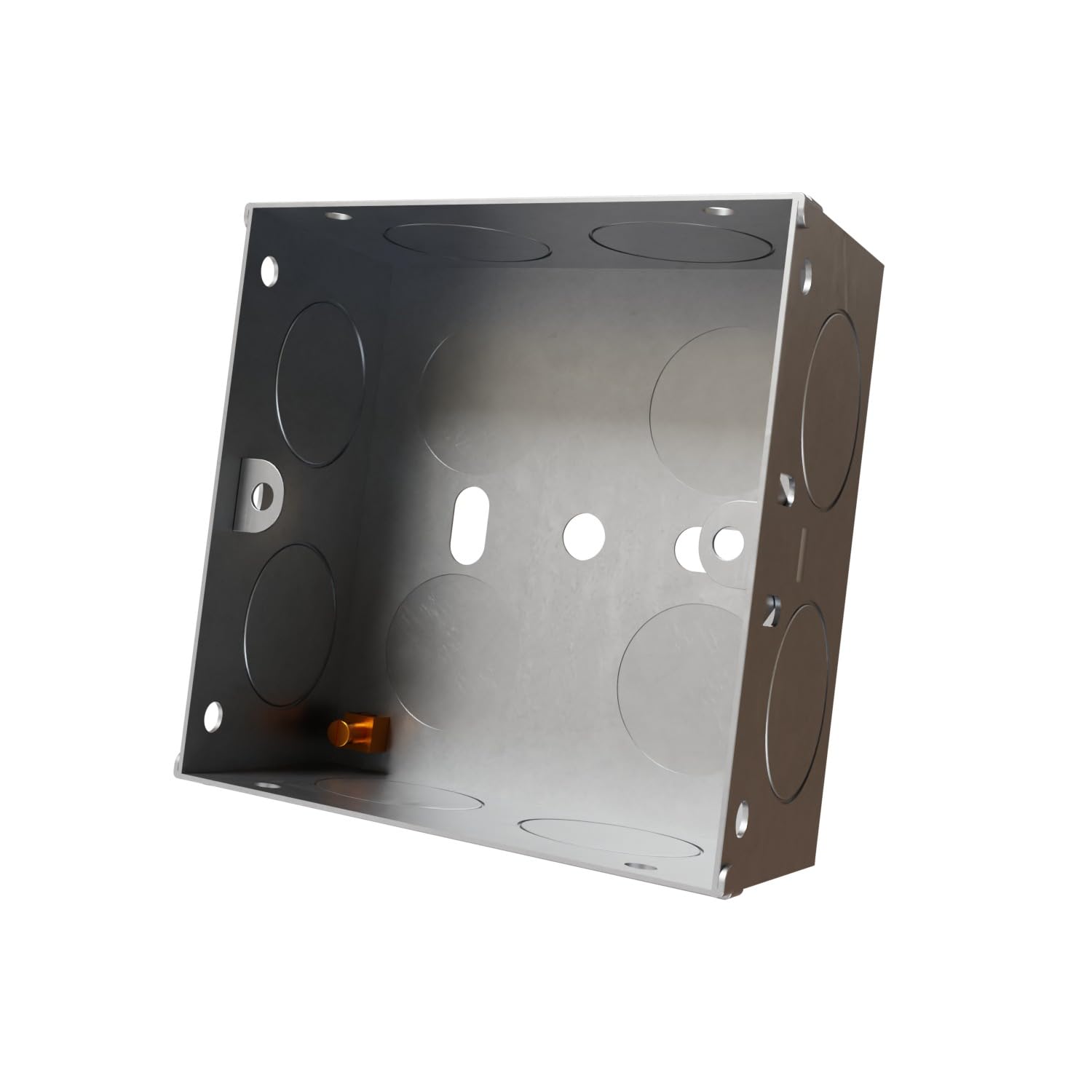 rhinocables Metal 1 Gang Single Socket Back Box, Single Pattress Box Mount, Flush Mount (1 Pack, 25mm)
