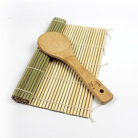 HUANGYIFU Kitchen Set Sushi Making Kit, 1 x Sushi Rolling Mat(24CM X 24CM), 1 x Rice Paddle