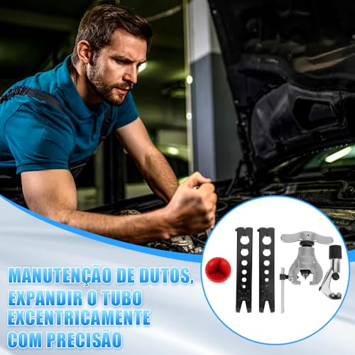 Flangeador Excêntrico, Cortador E Escariador 1/4 a 3/4, Kit Flangeador Excêntrico Sem Catraca, com Cortador de Tubos, Pode Ser Usado para Expandir Tubos de Cobre, Fangeador Excêntrico