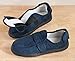 Miles Kimball Plush Memory Foam Slippers, Adjustable for Custom Fit, 100% Polyester, Sturdy Rubber Soles, Unisex - Navy Blue, Small