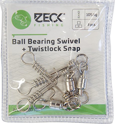 ZECK Ball Bearing Swivel + Twistlock Snap 105kg Tragkraft - 3 Kugellagerwirbel für Waller, Einhänger für Wels… – Bild 4