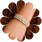 Sttiafay 3-Strand Faux Pearl Stretch Bracelet Open Cuff Imitation Pearl Bangle Multilayer Crystal Winding Spiral Bracelet Wedding Bridal Jewellery for Women