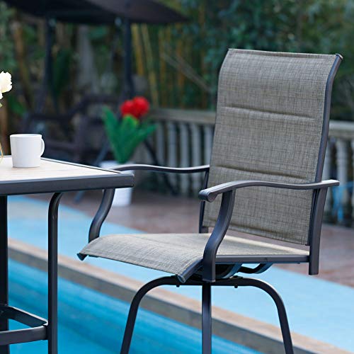 PHI VILLA Outdoor Patio Swivel Bar Stools with Back, Bar Height Patio
