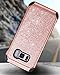 BENTOBEN Galaxy S8 Case, Samsung Galaxy S8 Case, Shockproof Glitter Sparkly Bling 2 in 1 Hybrid Hard PC Shiny Faux Leather Chrome Protective Case for Samsung Galaxy S8 2017 (5.8 Inch), Rose Gold